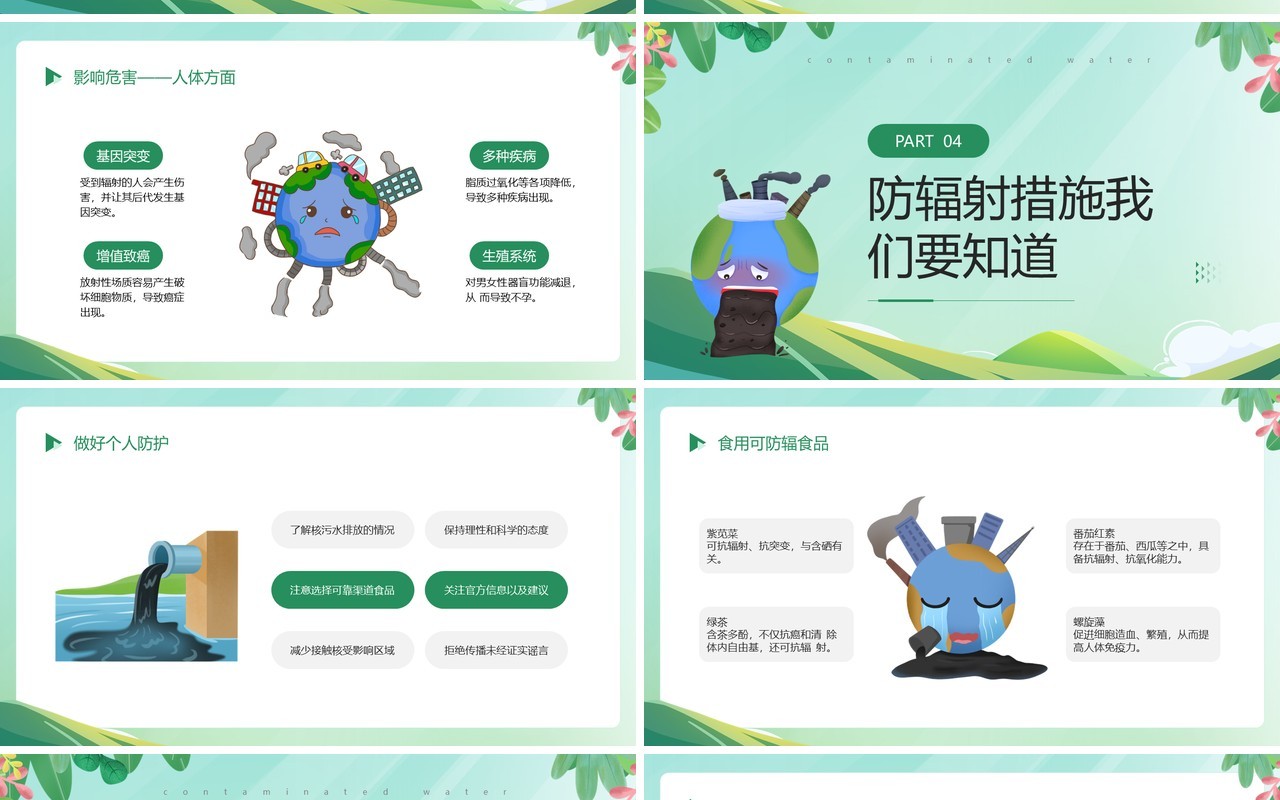 绿色简约风2023曰本福岛核污水排海PPT模板