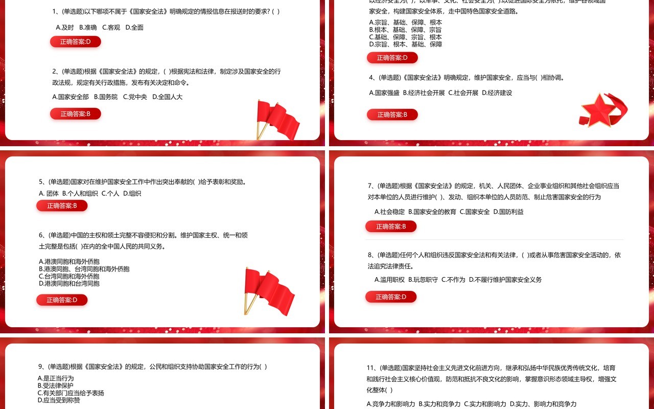 2024红色简约风国家安全知识竞赛PPT模板