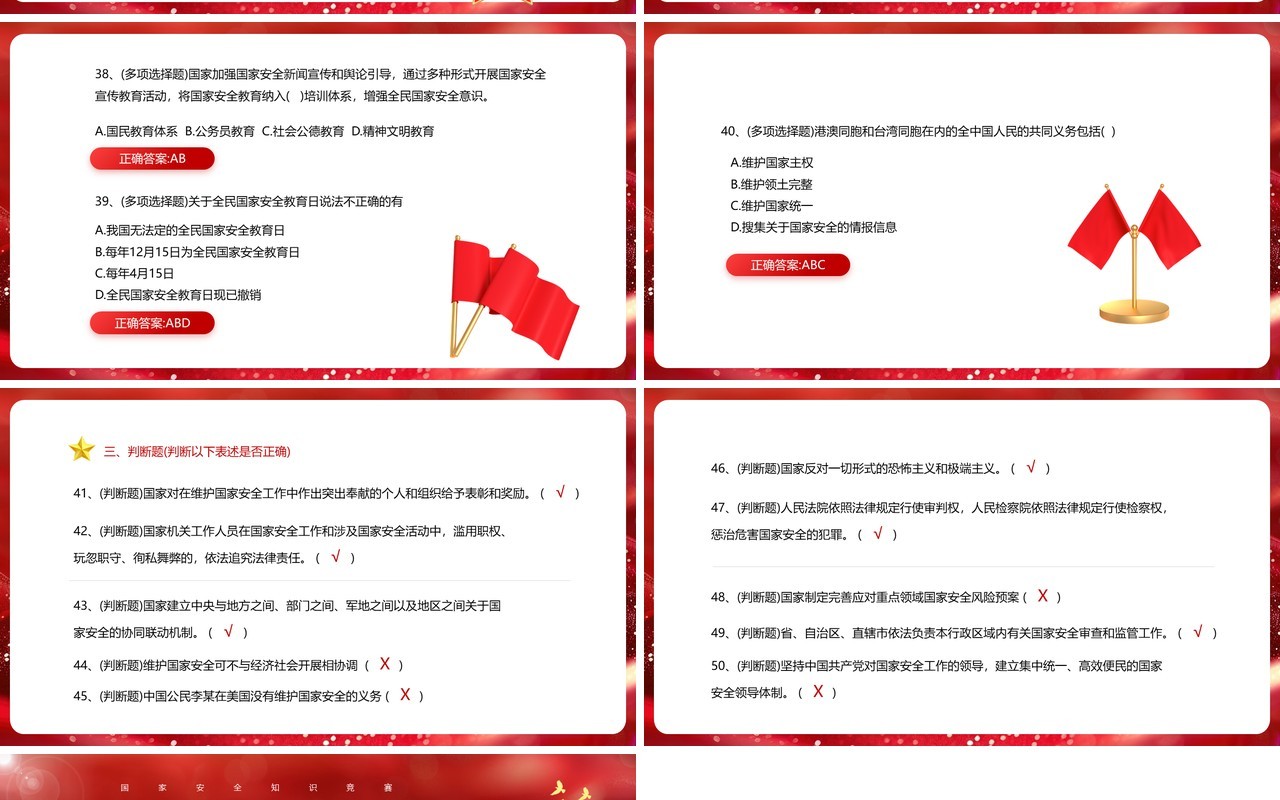2024红色简约风国家安全知识竞赛PPT模板