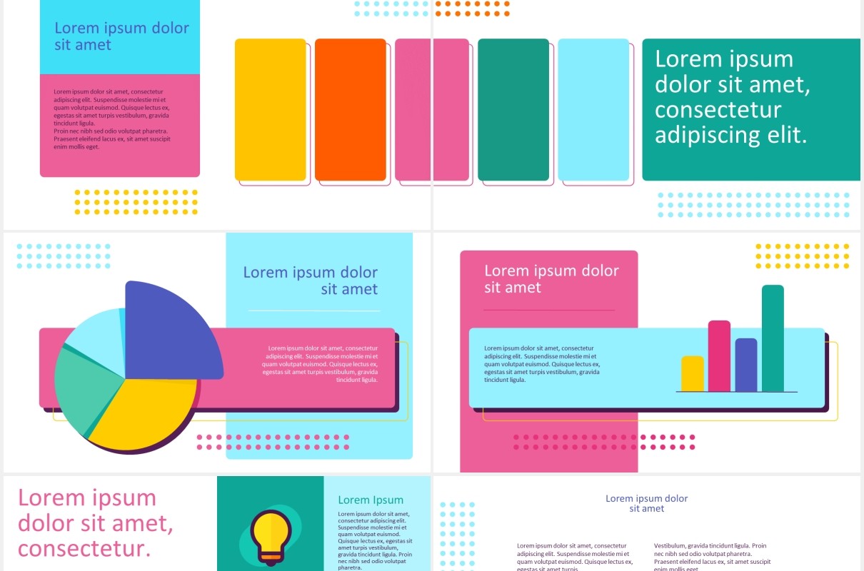 浅色彩色孟菲斯图片排版展示PPT模板MOTIFE (LIGHT) - Colorful Presentation Template