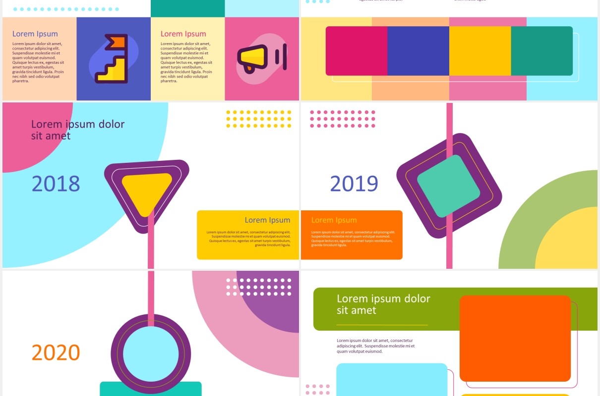 浅色彩色孟菲斯图片排版展示PPT模板MOTIFE (LIGHT) - Colorful Presentation Template