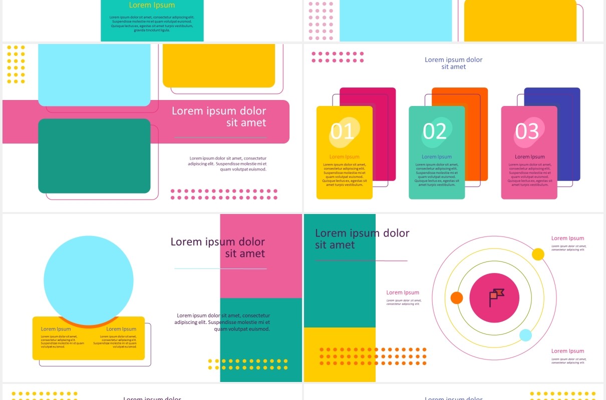浅色彩色孟菲斯图片排版展示PPT模板MOTIFE (LIGHT) - Colorful Presentation Template