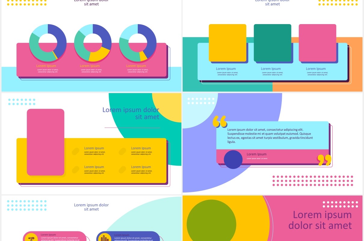 浅色彩色孟菲斯图片排版展示PPT模板MOTIFE (LIGHT) - Colorful Presentation Template