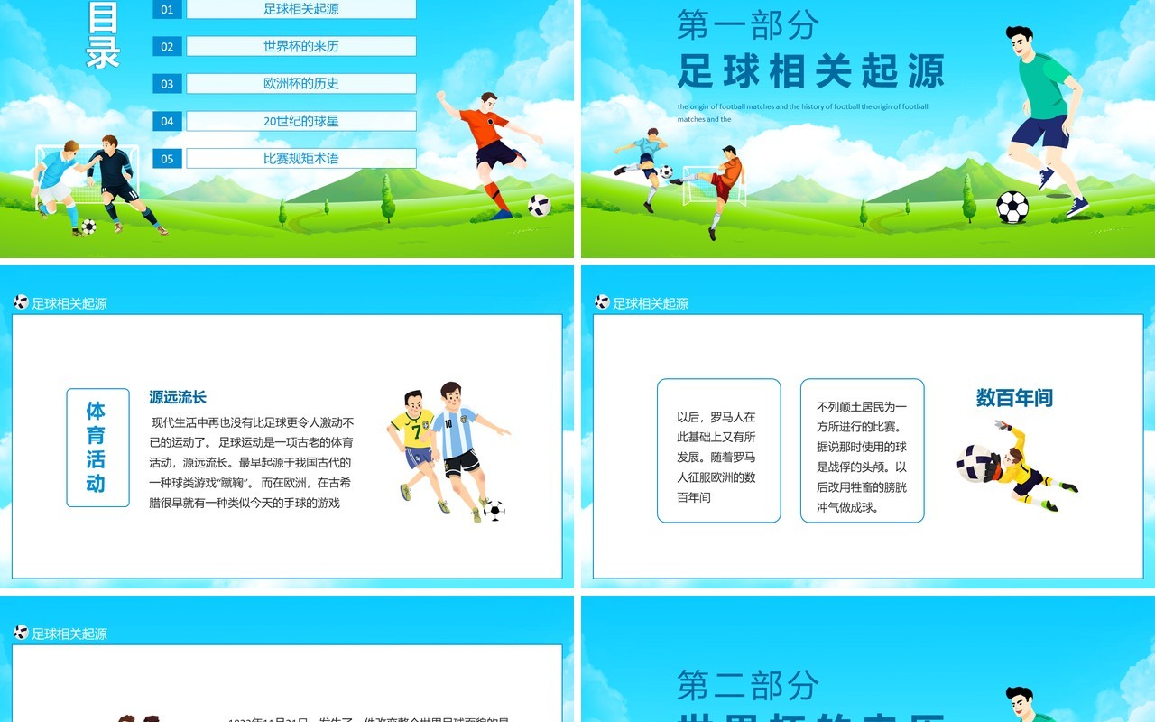 足球起源赛事来历足球史话动态PPT模板