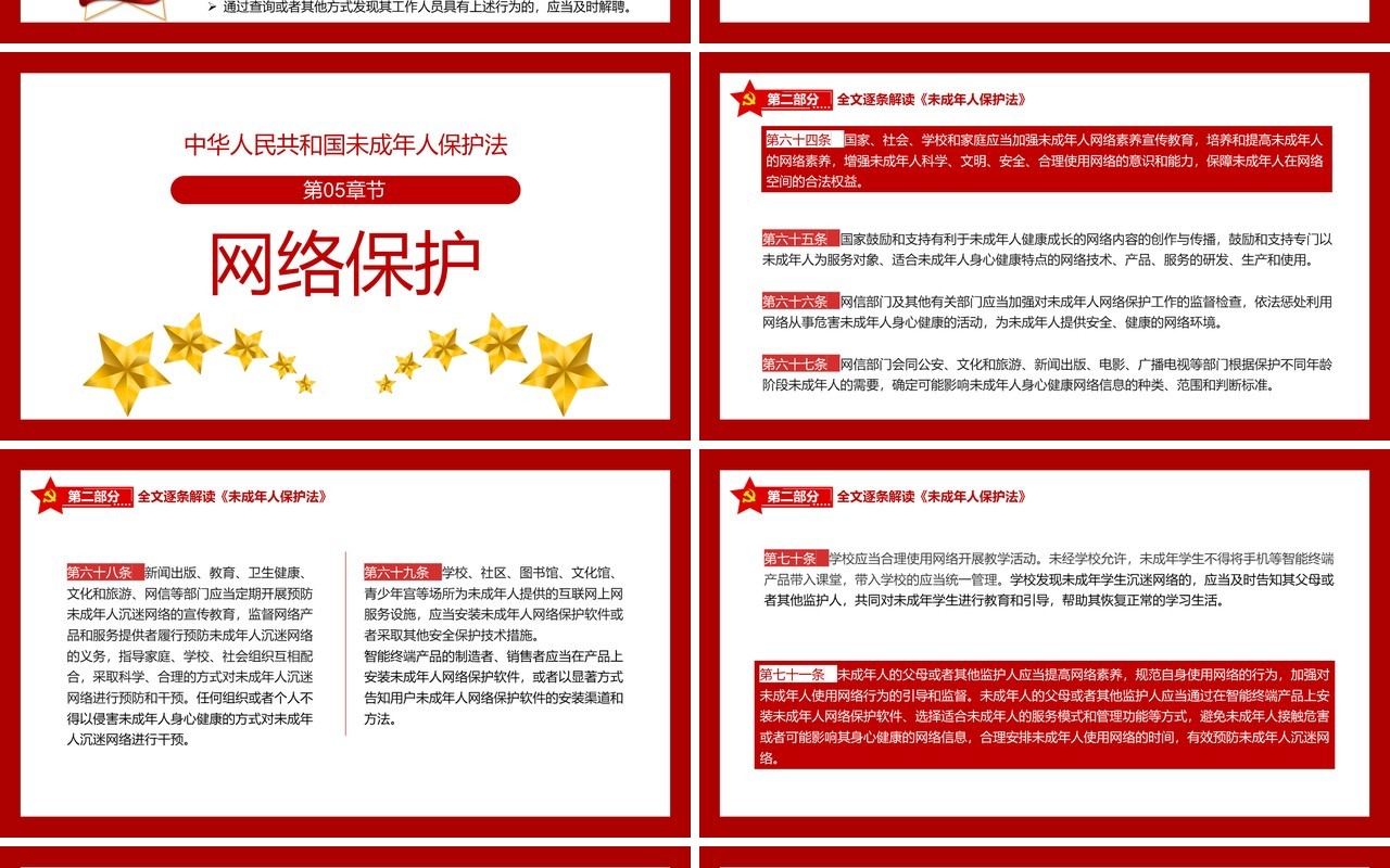 红色党政风未成年人保护法知识讲解PPT模板