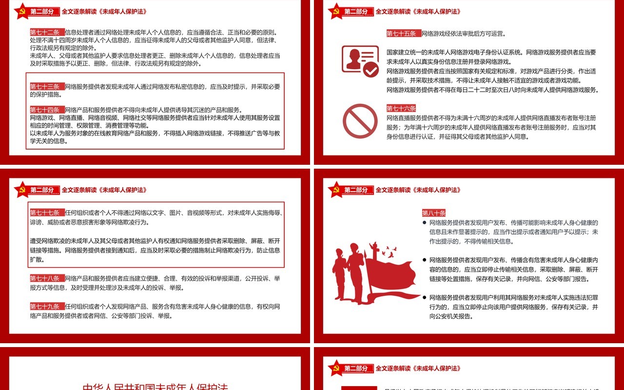 红色党政风未成年人保护法知识讲解PPT模板