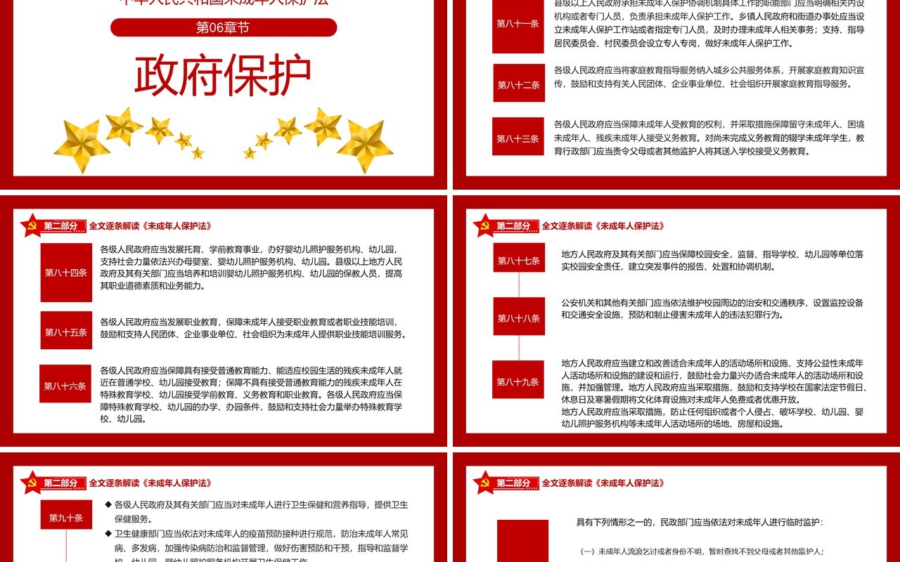 红色党政风未成年人保护法知识讲解PPT模板