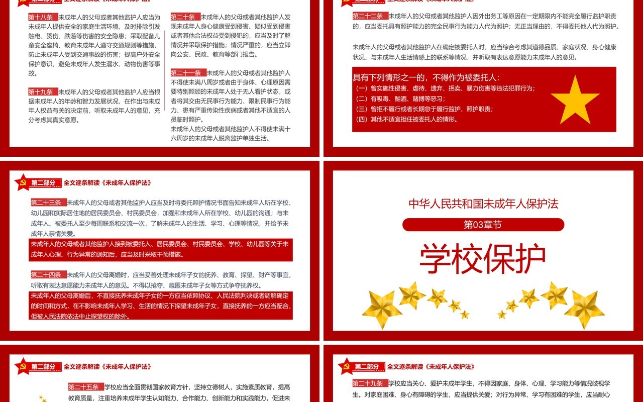 红色党政风未成年人保护法知识讲解PPT模板