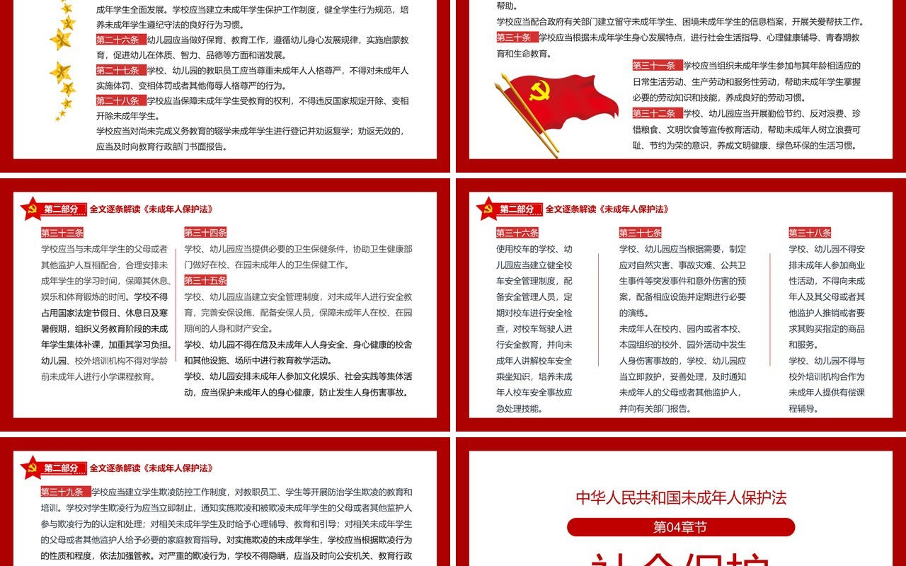 红色党政风未成年人保护法知识讲解PPT模板