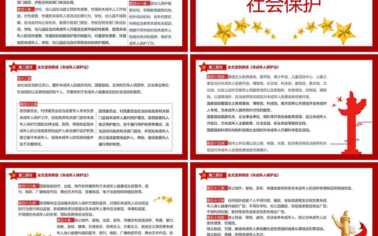 红色党政风未成年人保护法知识讲解PPT模板