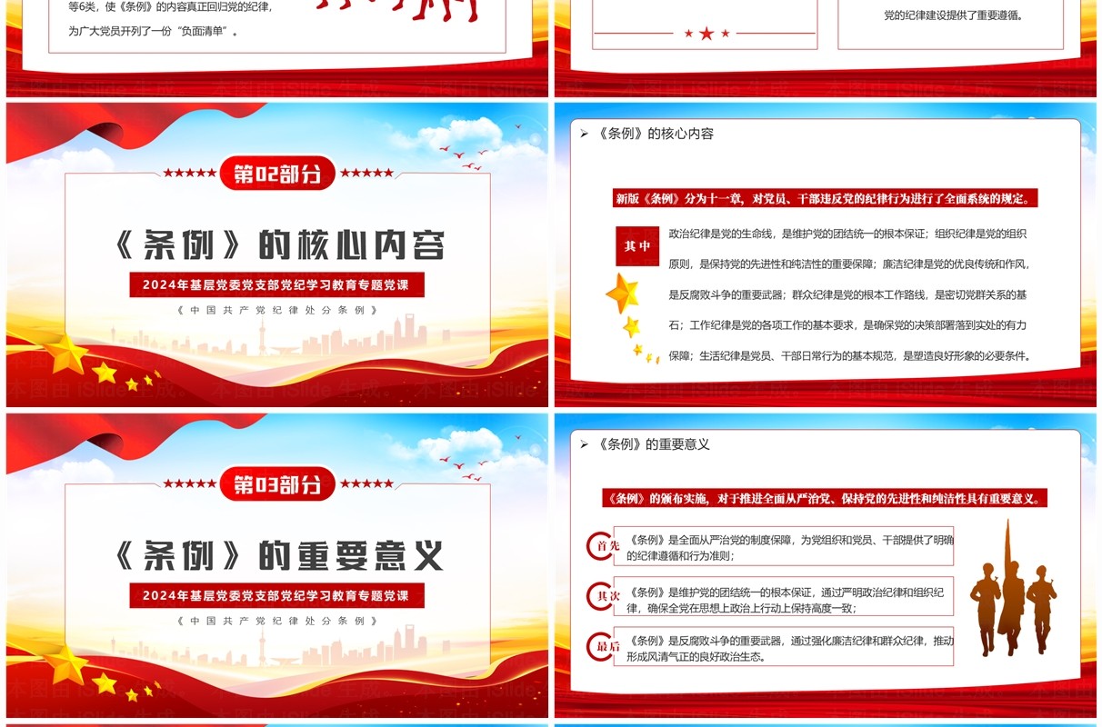 红色党政风中国共产党纪律处分条例解读PPT模板