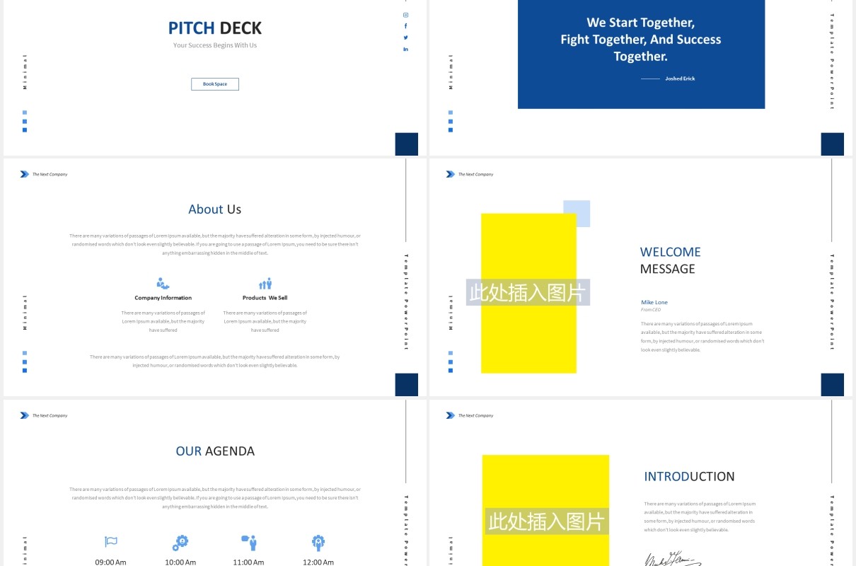 推销平台业务商务工作报告PPT图片排版设计素材Pitch Deck Bussines Powerpoint Template