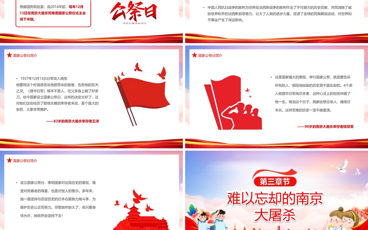 红色党政风勿忘国耻吾辈当自强PPT模板