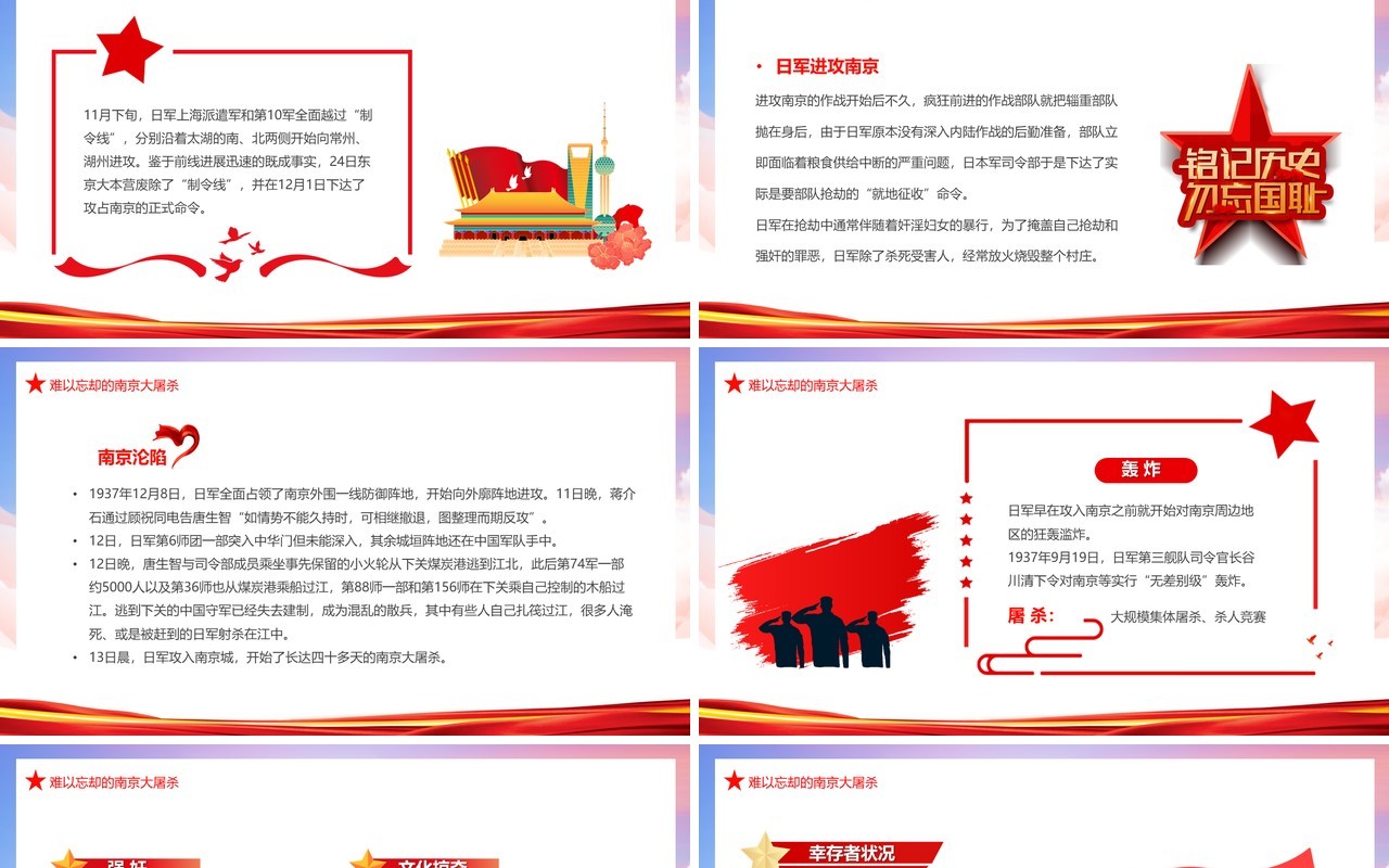 红色党政风勿忘国耻吾辈当自强PPT模板
