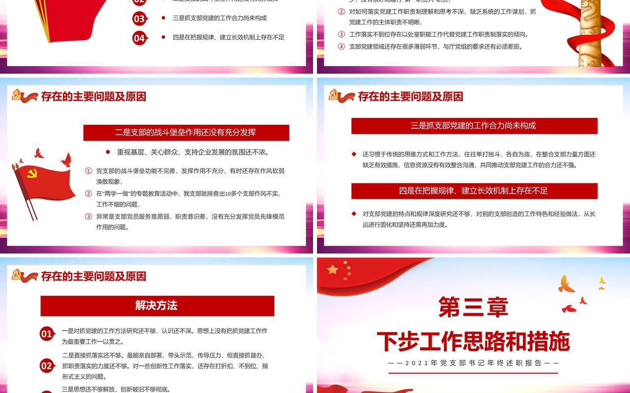 红色党支部书记年度述职报告PPT模板