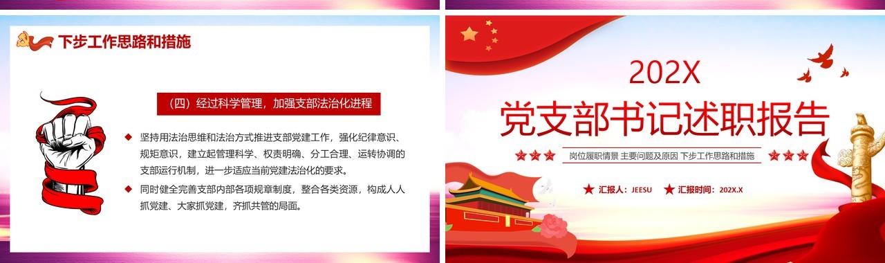 红色党支部书记年度述职报告PPT模板