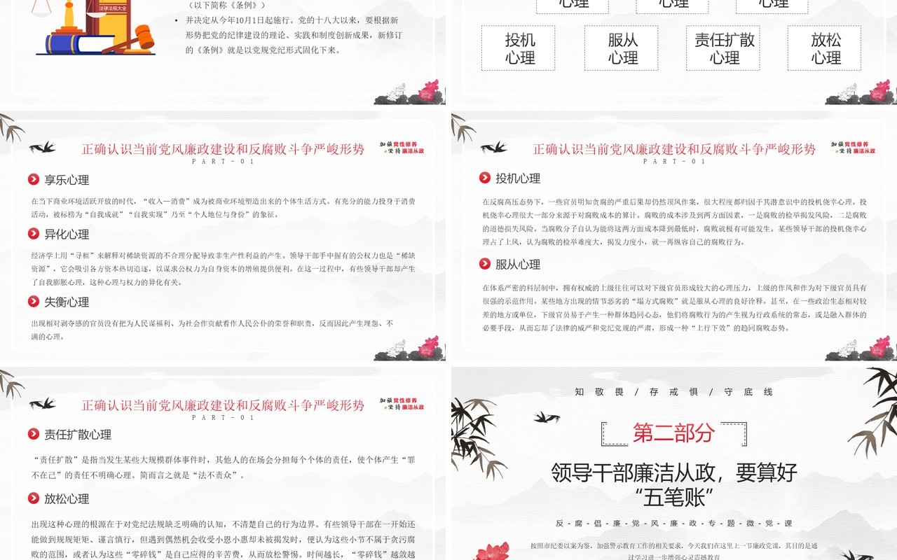 红色中国风反腐倡廉专题党课PPT模板