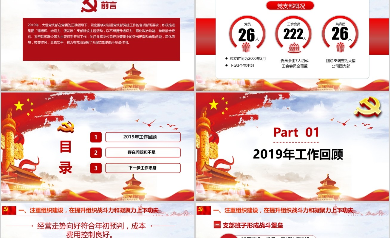 2019党员述职述责党支部工作汇报总结PPT模板