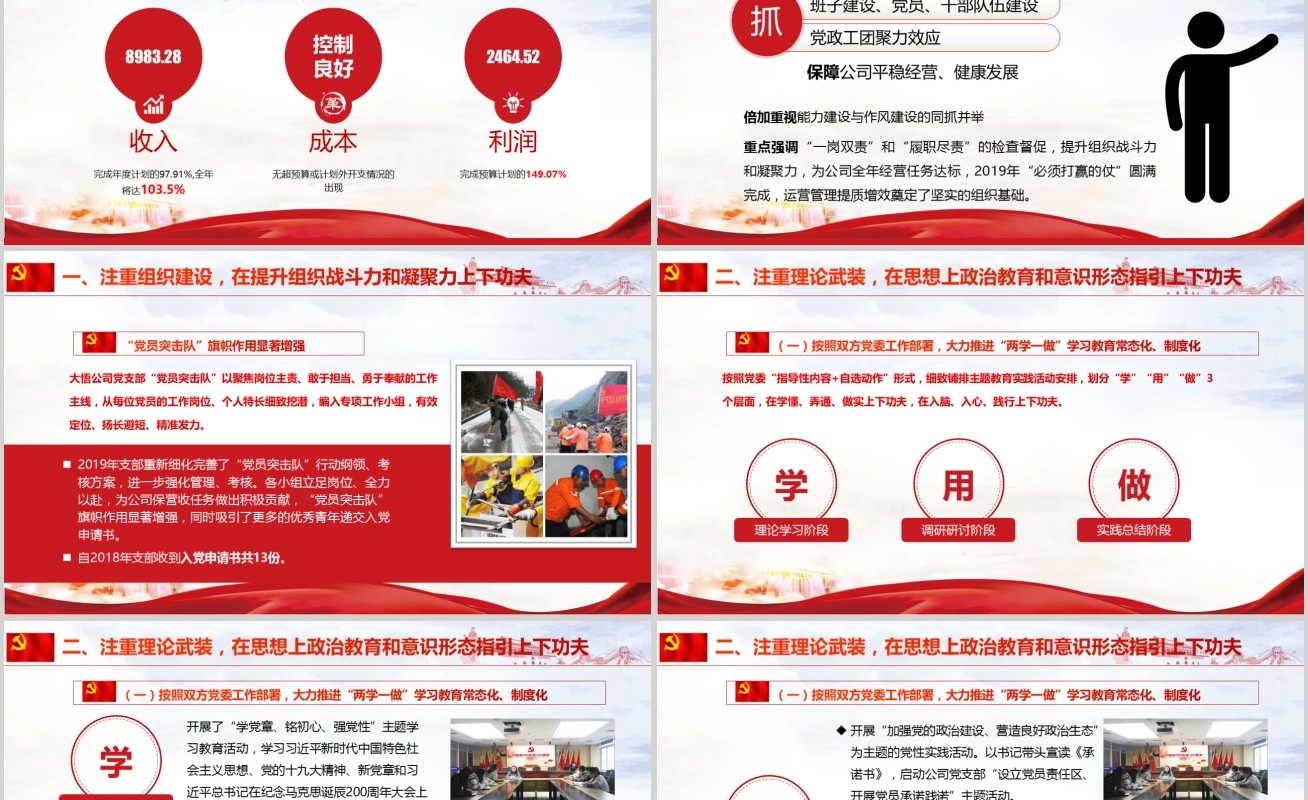 2019党员述职述责党支部工作汇报总结PPT模板
