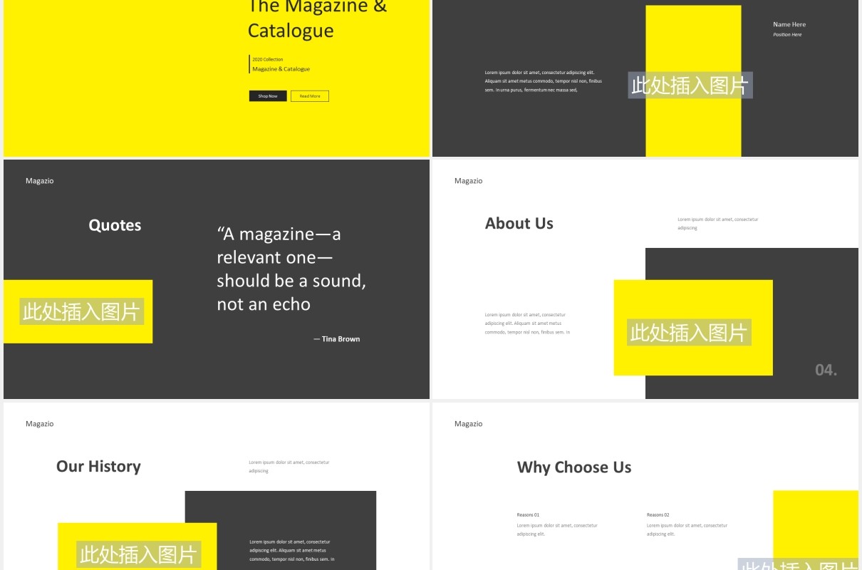 杂志封面图片版式设计PPT模板Magazine Lookbook Powerpoint Template