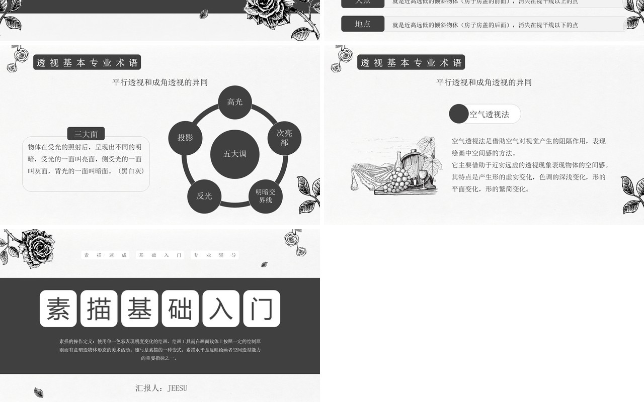 创意手绘素描基础入门介绍PPT模板