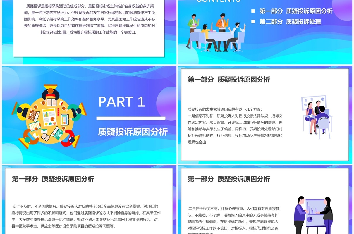 渐变商务风质疑投诉原因分析及处理PPT模板