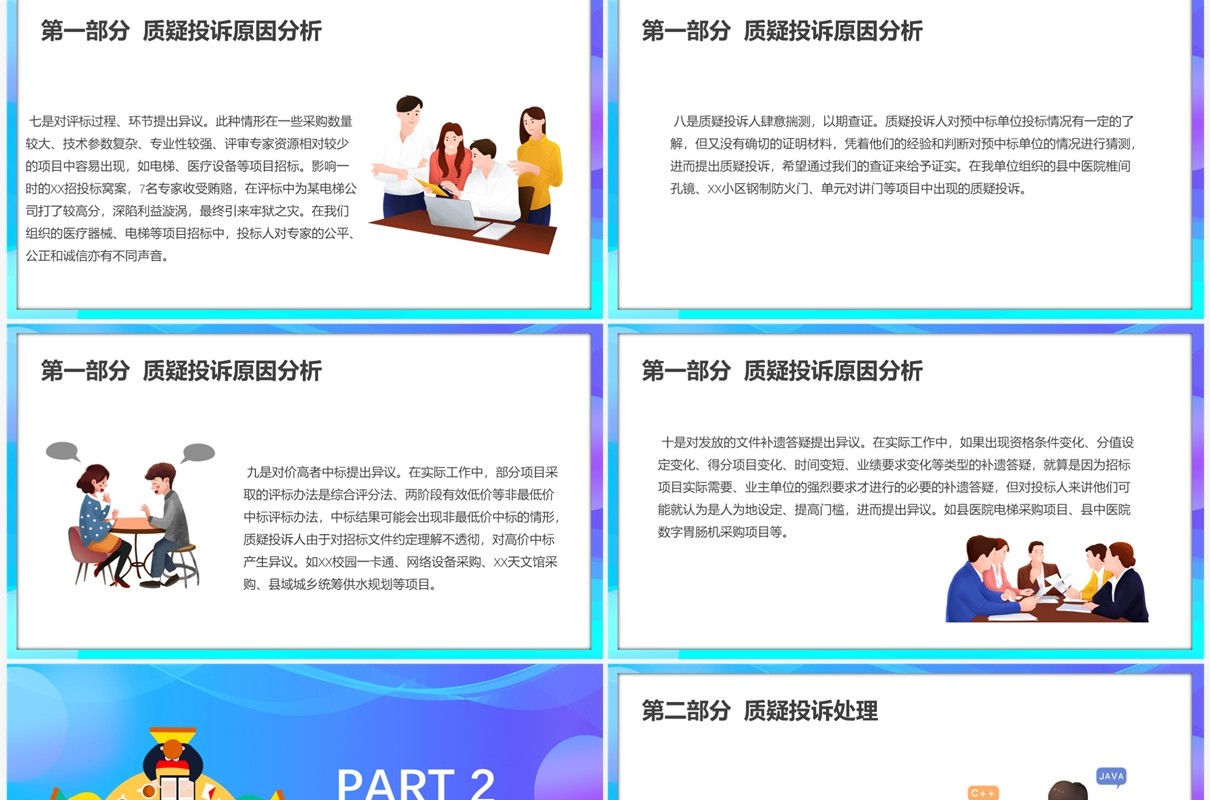 渐变商务风质疑投诉原因分析及处理PPT模板