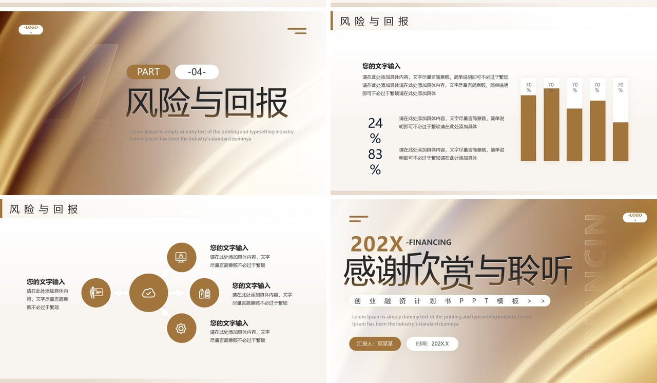 金色商务风创业融资计划书PPT模板