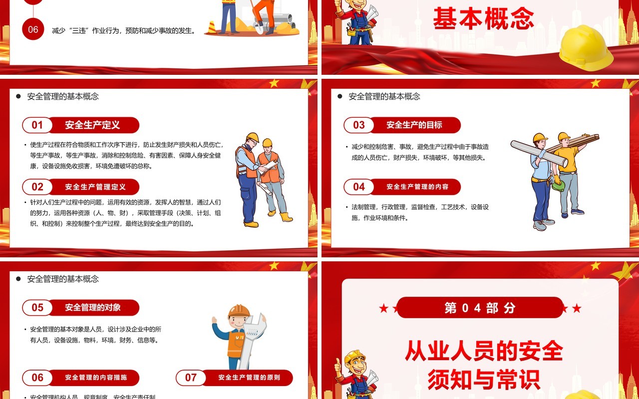红色简约员工安全生产培训PPT模板