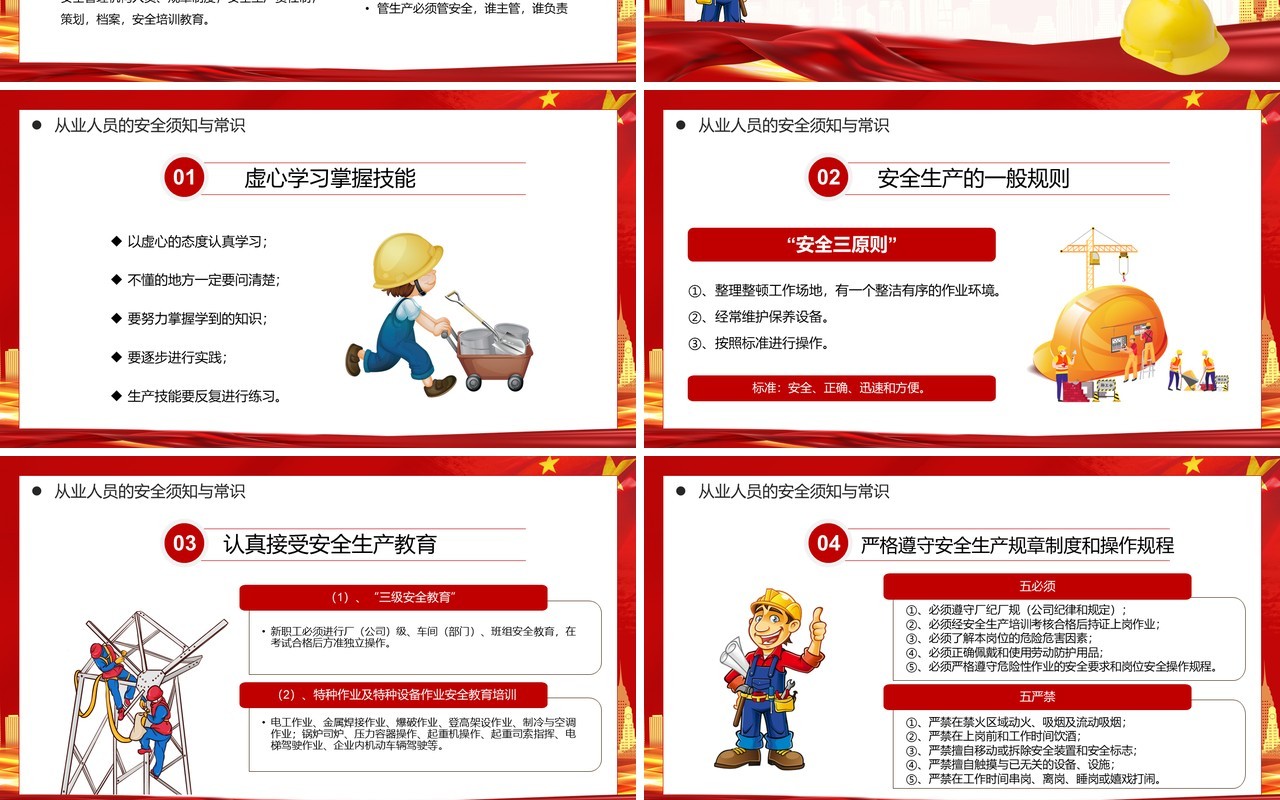红色简约员工安全生产培训PPT模板
