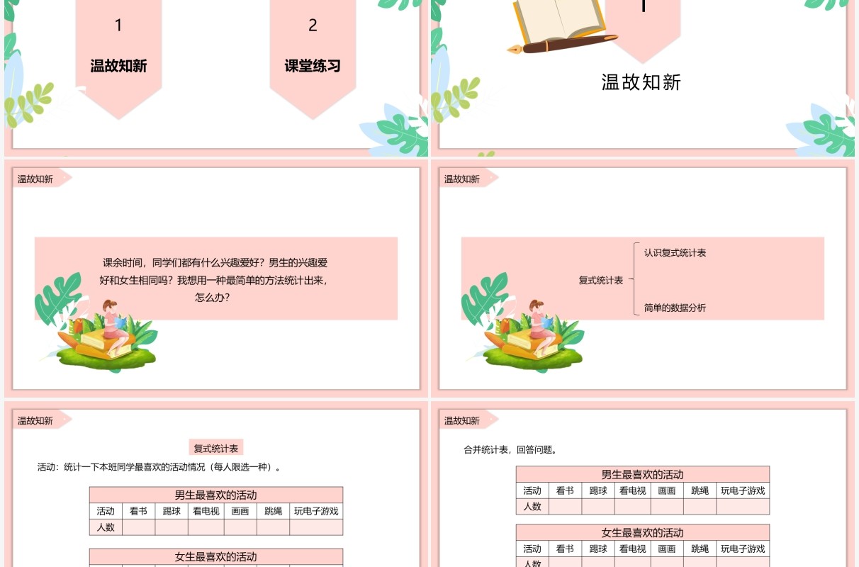 部编版三年级数学下册简单的数据分析课件PPT模板