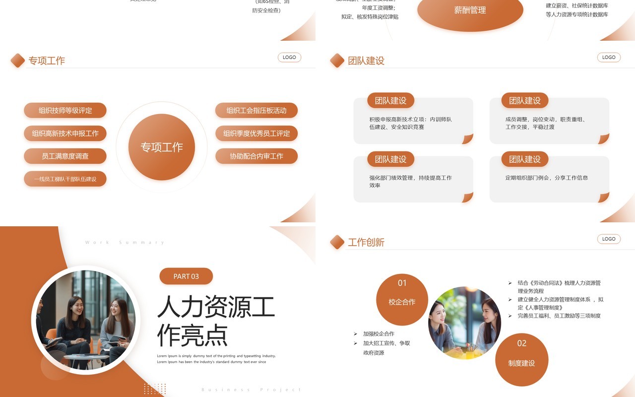 棕色商务风人力资源部门年终总结PPT模板