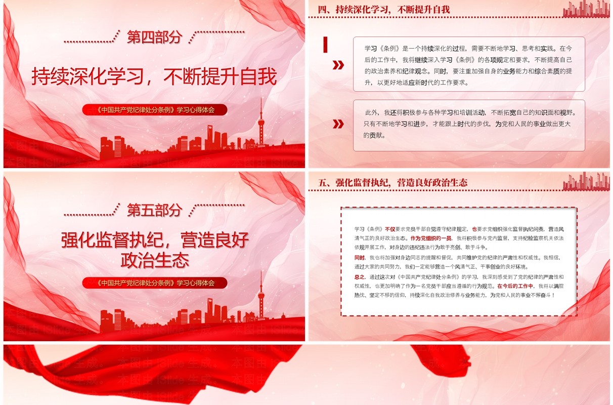 红色党政风中国共产党纪律处分条例PPT模板 (3)