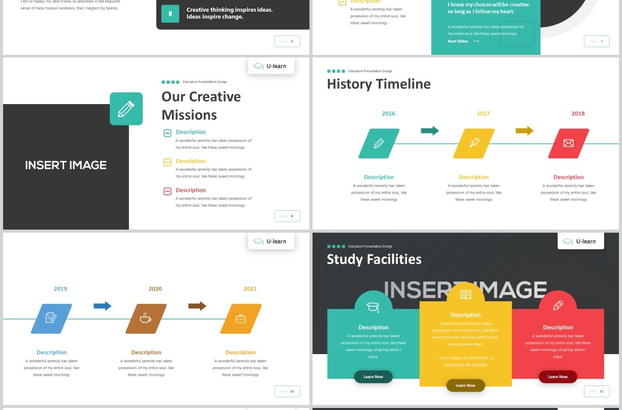 学习教育PPT图片版式设计模板U-Learn - Education Google Slides Template