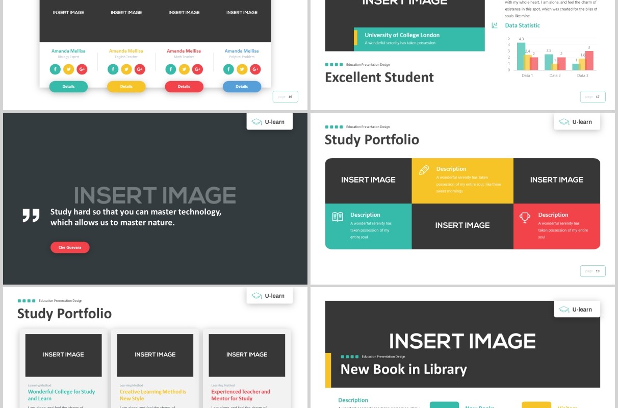 学习教育PPT图片版式设计模板U-Learn - Education Google Slides Template