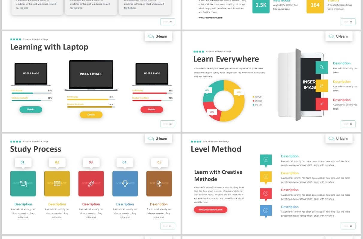 学习教育PPT图片版式设计模板U-Learn - Education Google Slides Template