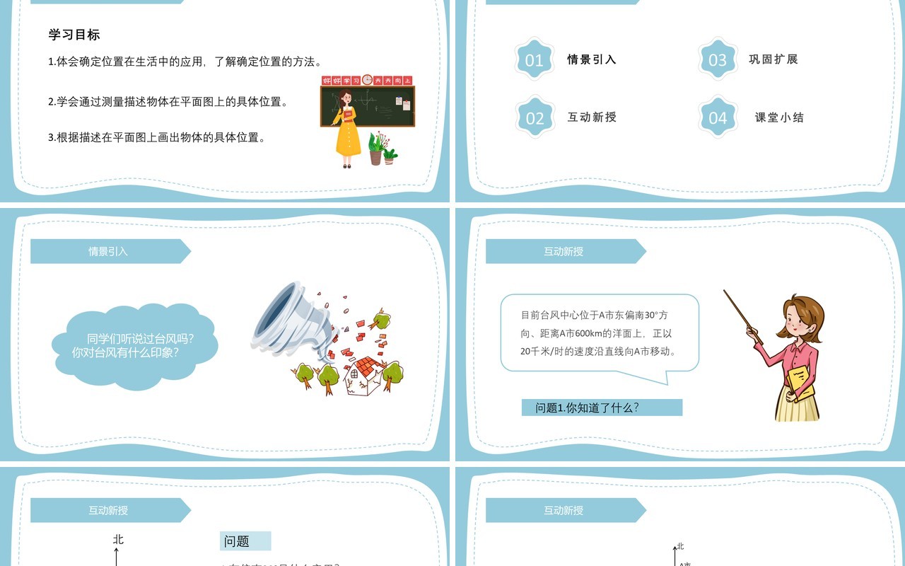 部编版六年级数学上册根据方向和距离描述点的位置课件PPT模板