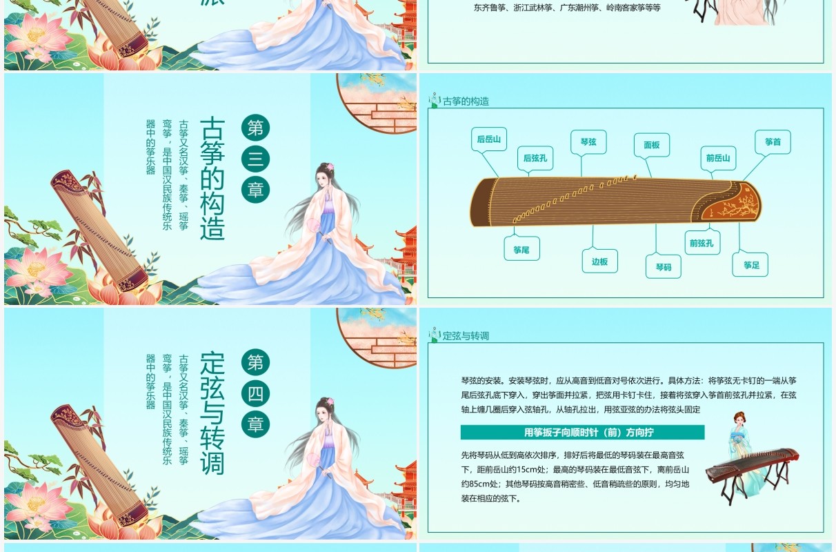 国风乐理古筝概述介绍培训PPT模板