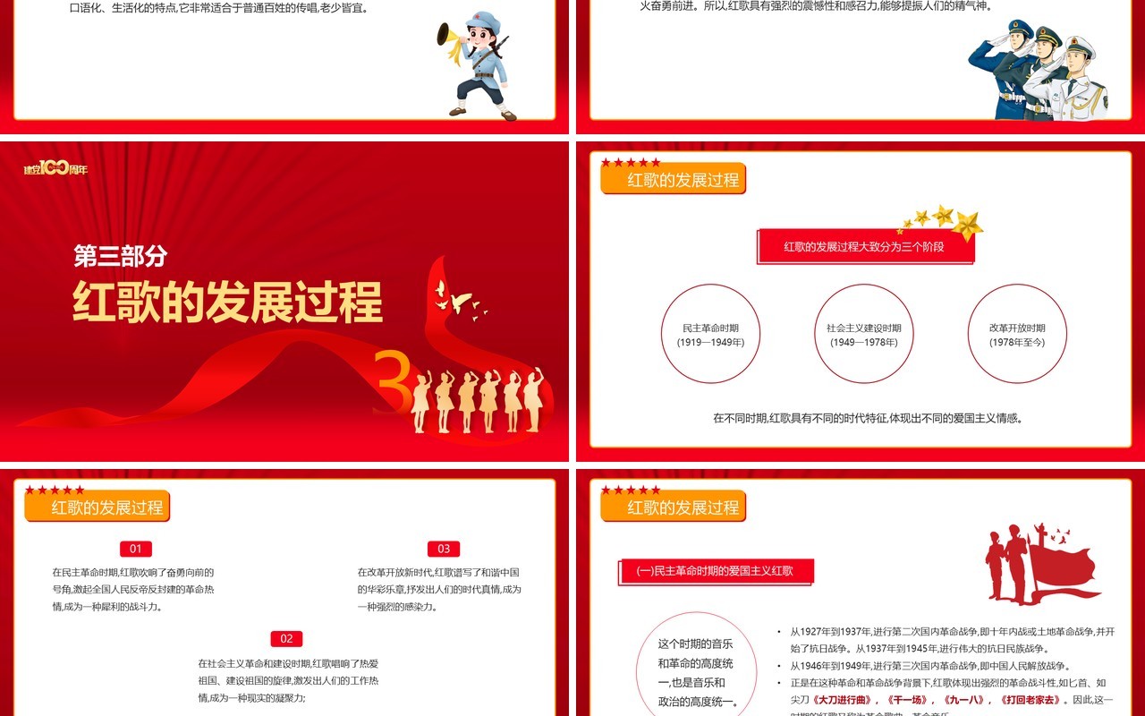 红色党政风唱红歌活动宣传介绍PPT模板