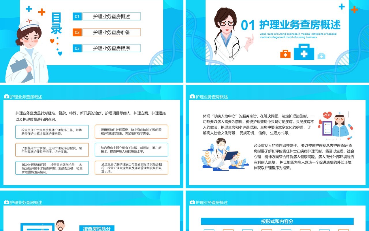 医院医学院医疗机构护理查房业务动态PPT模板