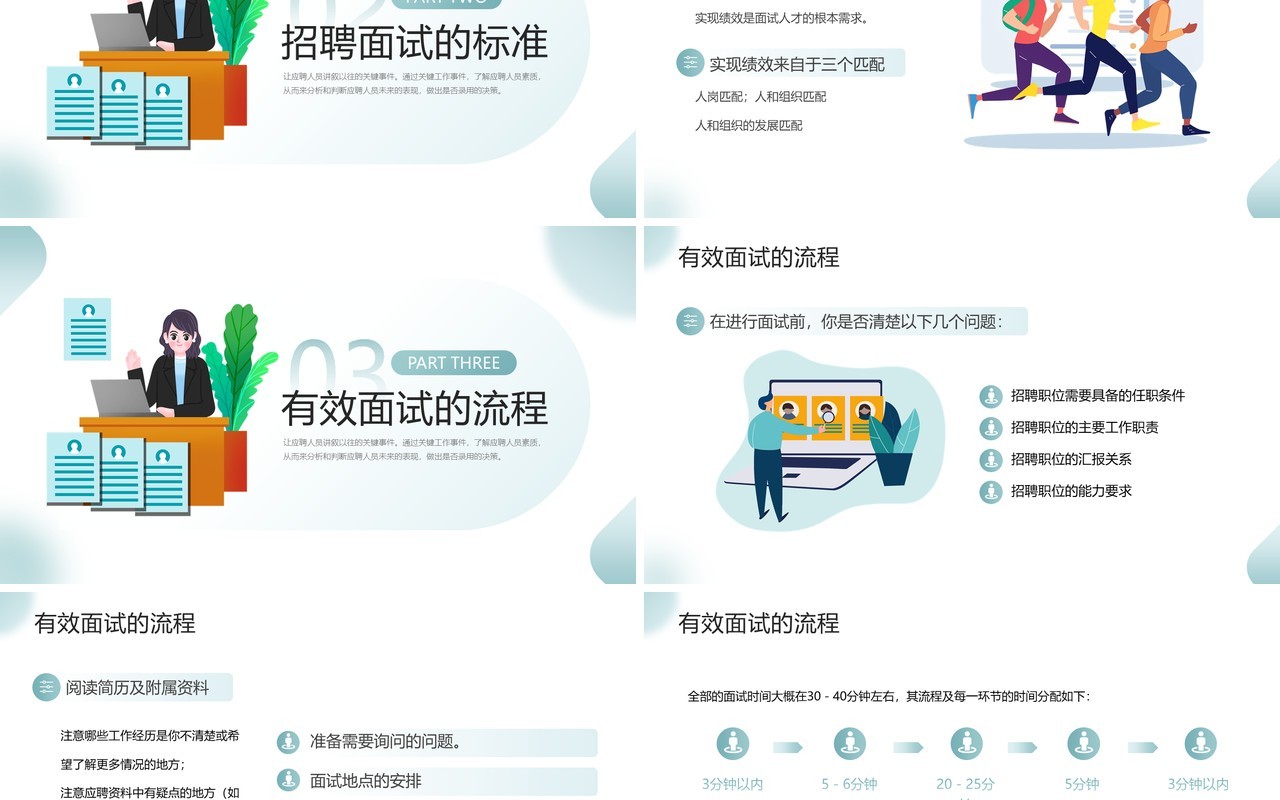 绿色扁平风企业招聘面试技巧培训PPT模板