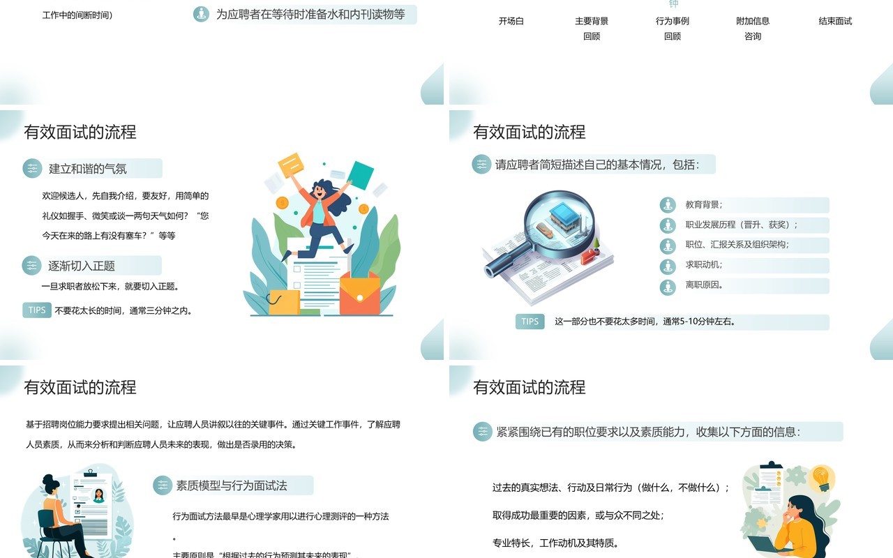 绿色扁平风企业招聘面试技巧培训PPT模板