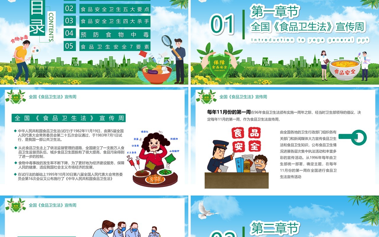 绿色简约全国食品安全宣传周培训教育课件PPT模板