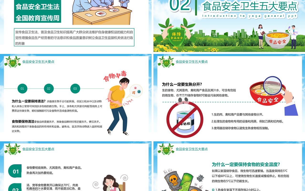 绿色简约全国食品安全宣传周培训教育课件PPT模板