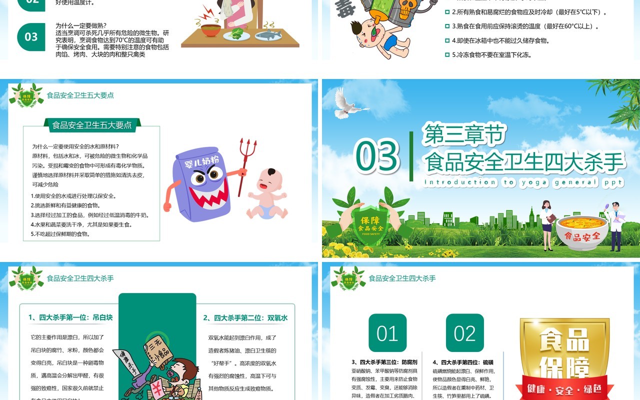 绿色简约全国食品安全宣传周培训教育课件PPT模板