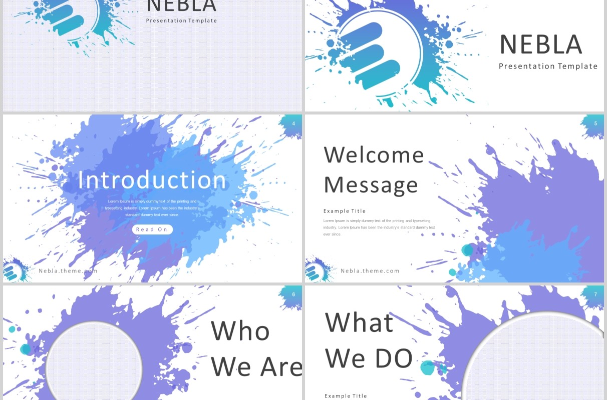 创意喷墨工作汇报项目介绍PPT模板Nebla - Powerpoint Template