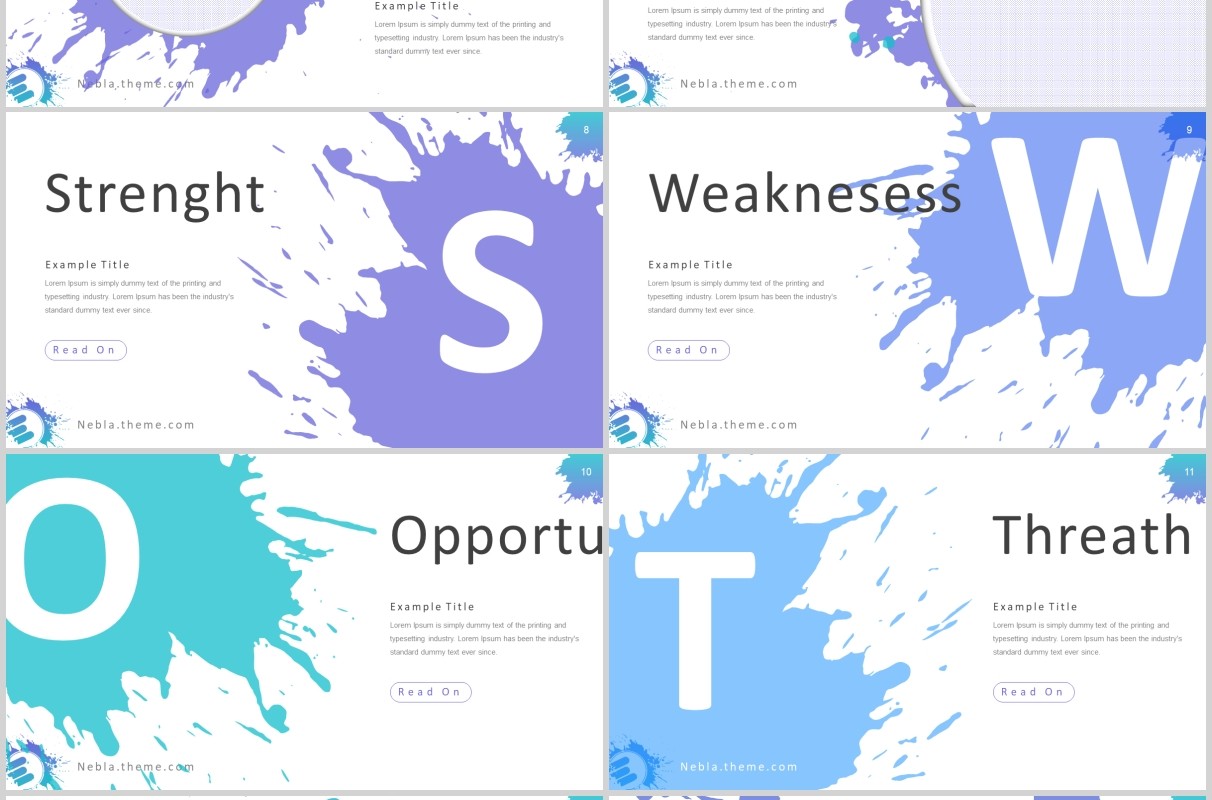 创意喷墨工作汇报项目介绍PPT模板Nebla - Powerpoint Template