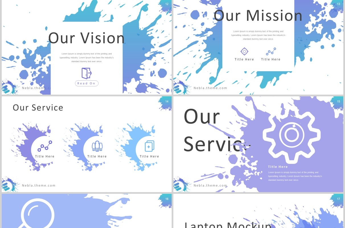 创意喷墨工作汇报项目介绍PPT模板Nebla - Powerpoint Template