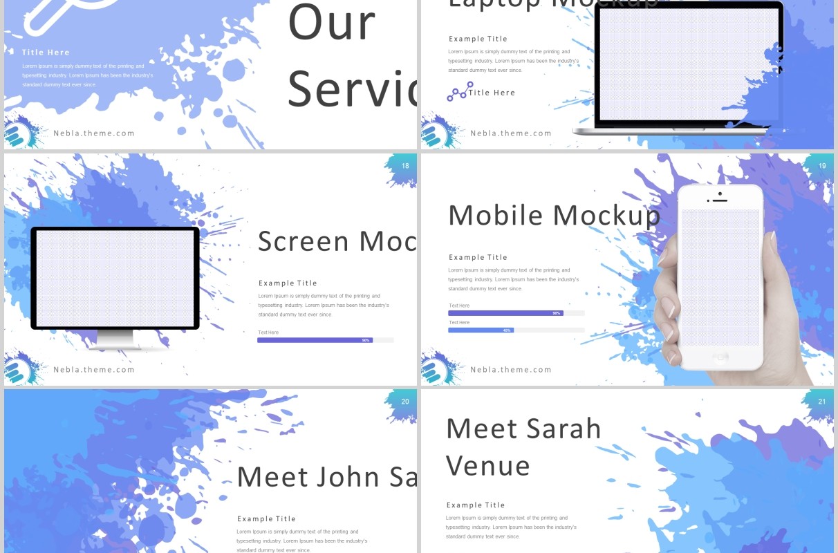 创意喷墨工作汇报项目介绍PPT模板Nebla - Powerpoint Template