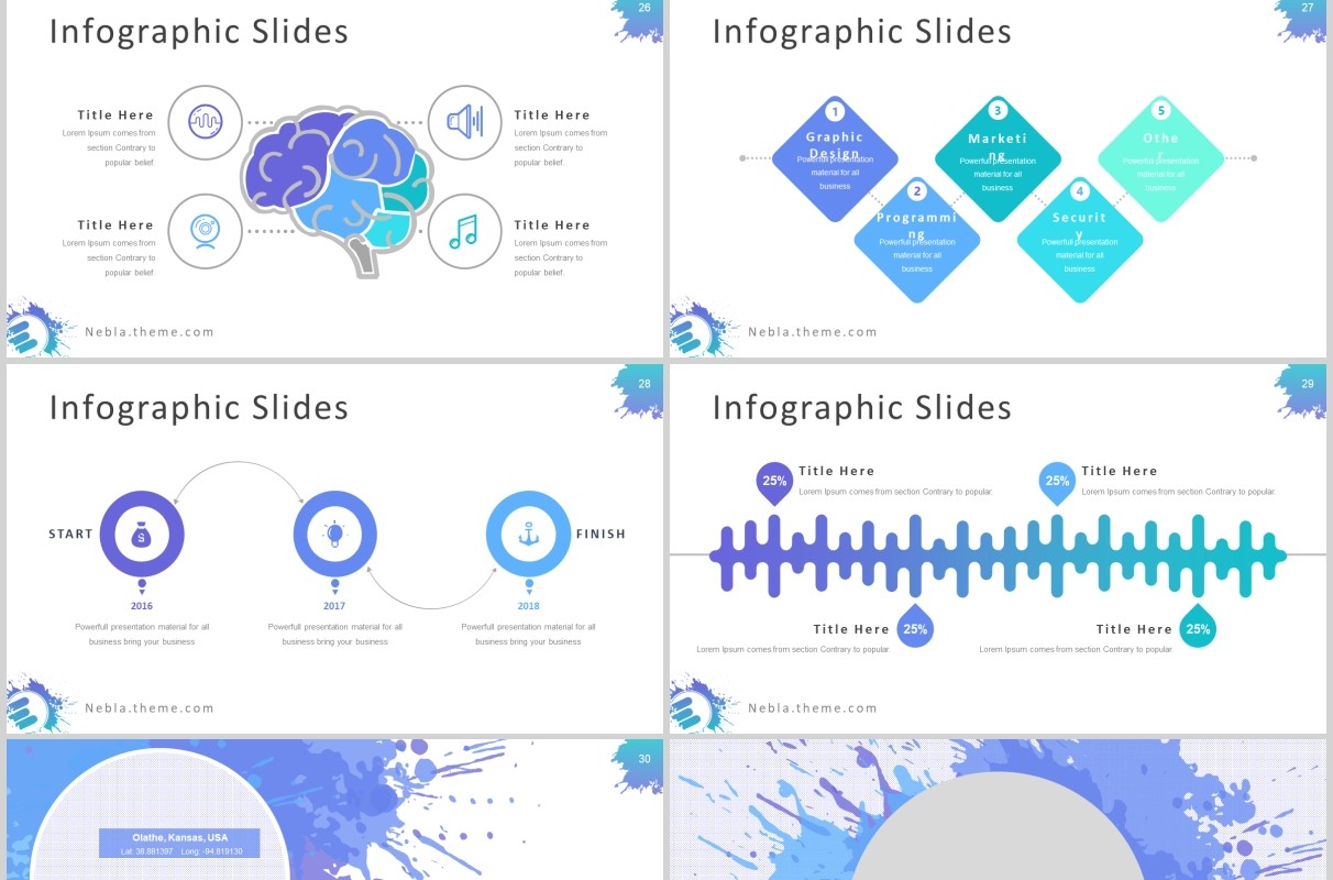 创意喷墨工作汇报项目介绍PPT模板Nebla - Powerpoint Template